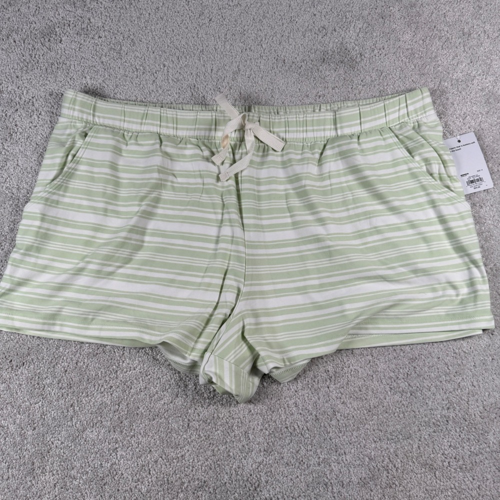 So Sleep Shorts Womens 1X Green Striped Easy Sleep Buttery Soft Pajamas NWT